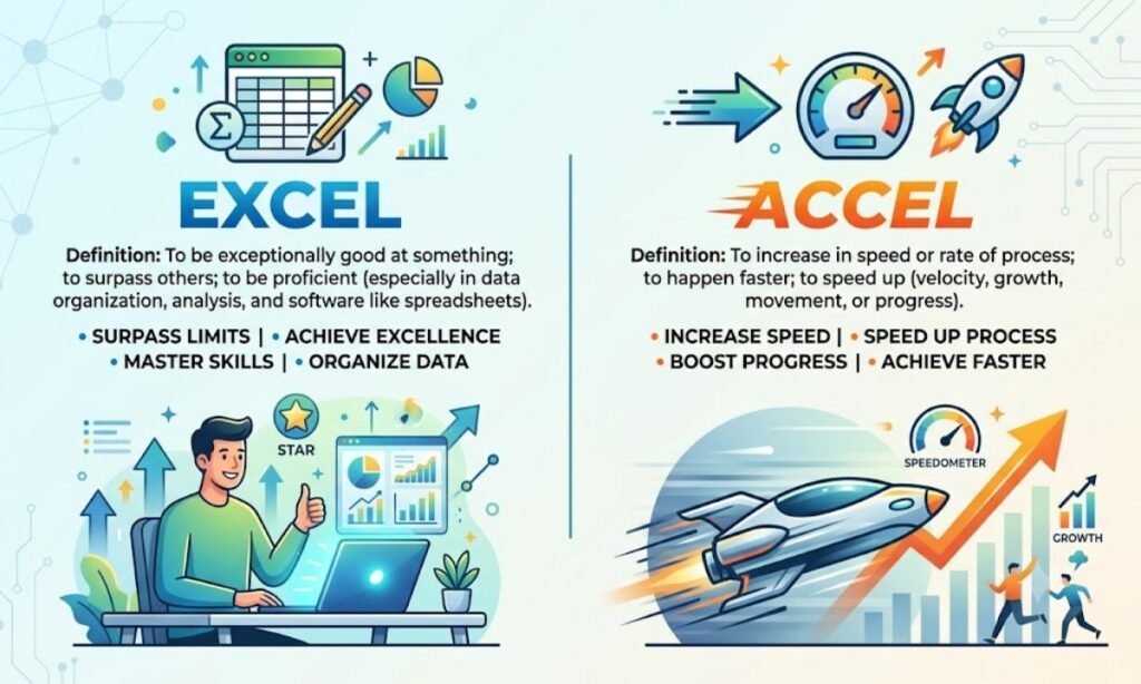Definitions of Excel and Accel