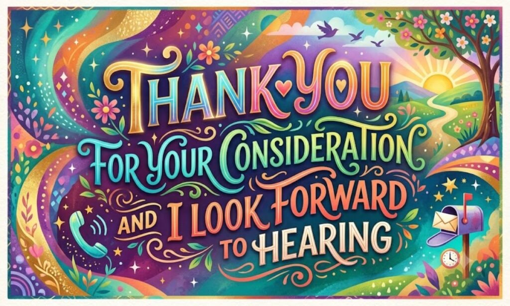 Thank You for Your Consideration and I Look Forward to Hearing