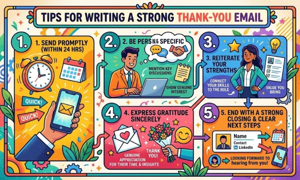 Tips for writing a strong thank-you email: